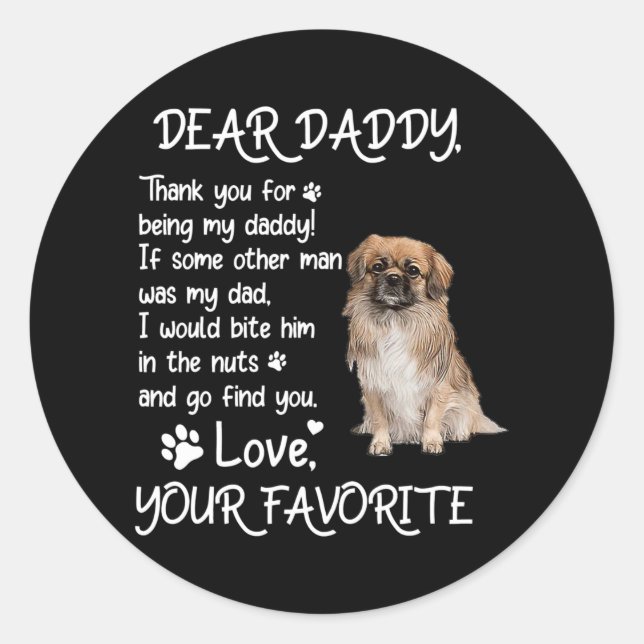 Adesivo Dear Daddy Tibetan Spaniel Dog Dad Father's Day  (Frente)