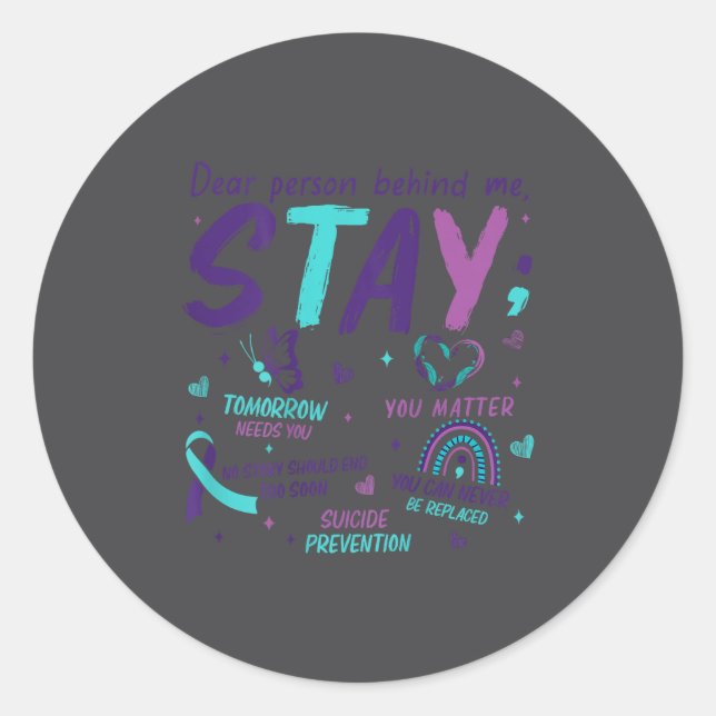 Adesivo Dear Person Behind Me You Suicide Awareness  (Frente)