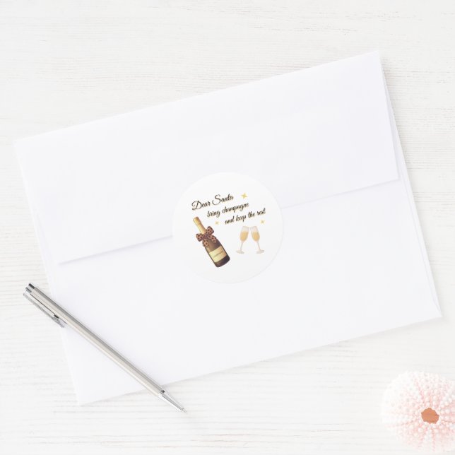 Adesivo Dear Santa Champagne Design (Envelope)