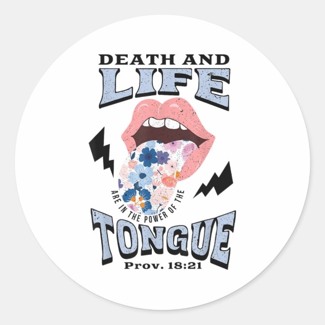 Adesivo Death And Life Tongue Christian  (Frente)