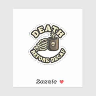 Adesivo Death Before Decaf | Funny Retro Skull Laptop 