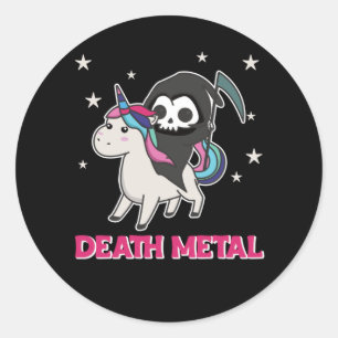 Adesivo Death Metal - Death Riding Unicorn Funny Unicorn