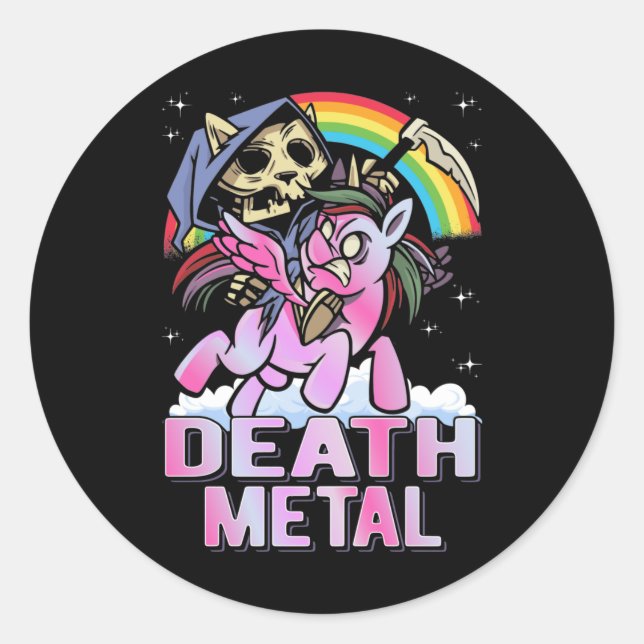 Adesivo Death Metal Unicorn Reaper Rainbow (Frente)