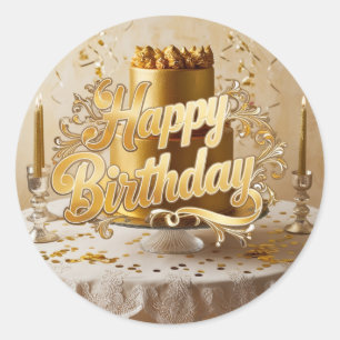 Adesivo Decal Stickers Happy Birthday Metalical Dourado