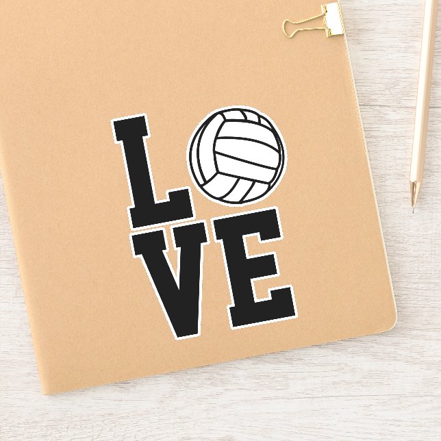 Adesivo Decano do Vinil de Voleibol de Amor Negro e Branco (Notebook)