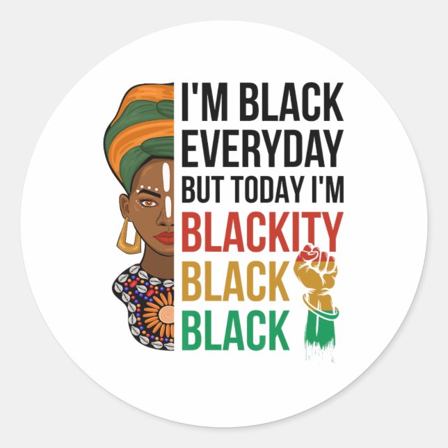 Adesivo Décimo Junho Eu sou Blackity Black History African (Frente)