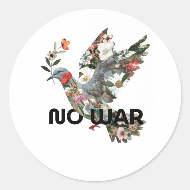 Adesivo Declaração de sem guerra Peace Dove Pacifist Bold (Frente)