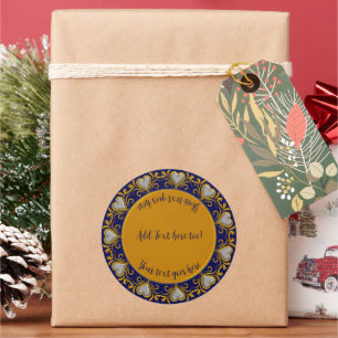 Adesivo Deco Hearts-Blue-Dourado-Personalizado