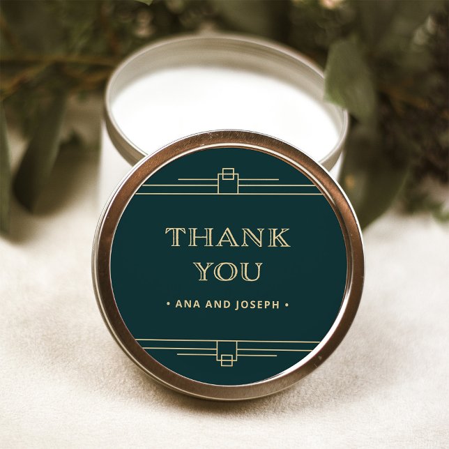 Adesivo Deco Moderno | Casamento de Emerald Green e Champa (An elegant, vintage art deco design in emerald green with champagne colored accents)