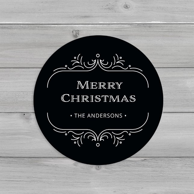 Adesivo Deco Moderno | Elegante Black Merry Christmas (An elegant, back art deco style Christmas sticker)