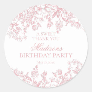 Adesivo Decoração de Aniversário Floral Vintage em Rosa Ch