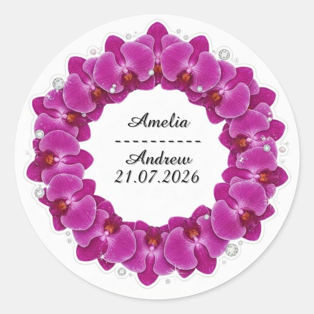 Adesivo Decoração de Grinalda de Orquídea Roxa para Casame (Frente)