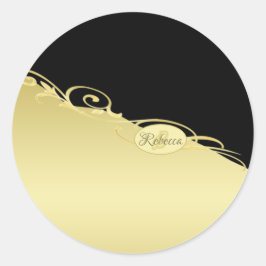 Adesivo Decoração de ouro de luxo em ouro e preto, Monogra