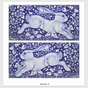 Adesivo Decoração do Coelho Azul para Parede de Azulejos
