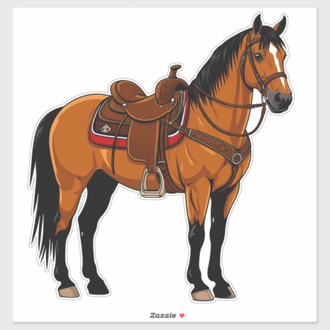 Adesivo 🐴 Decoração Equestre Cavalo Marrom Elegante (Folha)