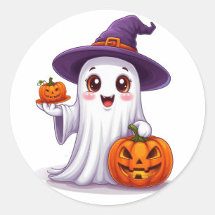 Adesivo Decoração Sazonal de Halloween com Fantasma e Abób
