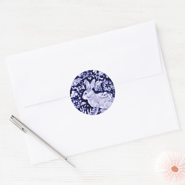 Adesivo Dedham Blue Rabbit, Classic Blue & White Design (Envelope)