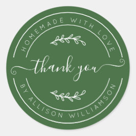 Adesivo Deep Green Homemade Thank You Label