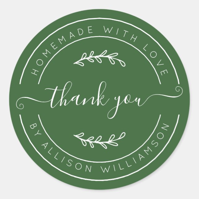 Adesivo Deep Green Homemade Thank You Label (Frente)