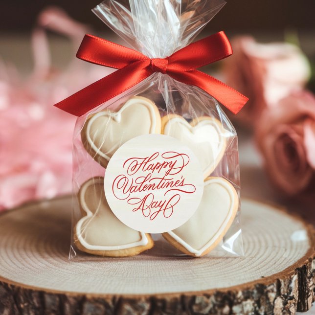 Adesivo Deep Red Happy Valentines Day Calligraphy (Criador carregado)