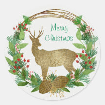 Deer and Pine Bough Feliz Fúria de Natal