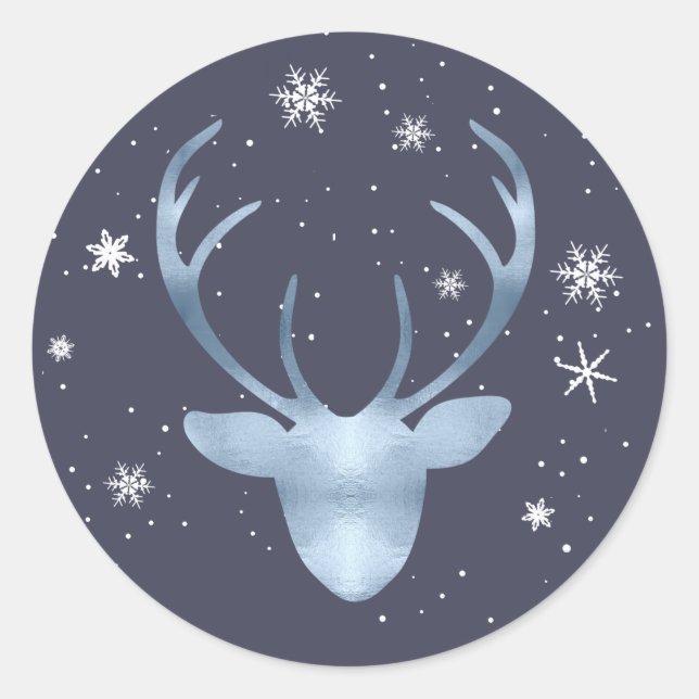 Adesivo Deer Antlers e Snowflakes V2 Blue ID861 (Frente)