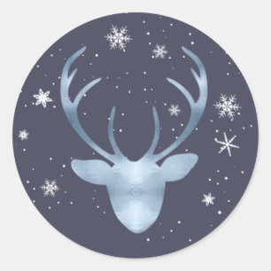 Adesivo Deer Antlers e Snowflakes V2 Blue ID861