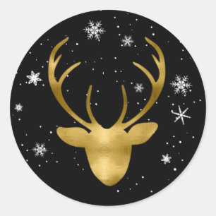 Adesivo Deer Antlers e Snowflakes V2 Dourado ID861