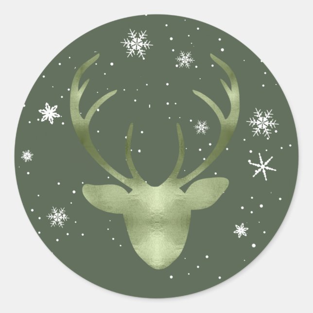 Adesivo Deer Antlers e Snowflakes V2 Green ID861 (Frente)