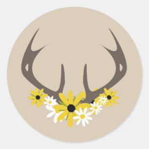 Adesivo Deer Antlers + Flores Selvagens