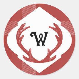 Adesivo Deer Antlers Mínimo Monograma Rustic Burgundy