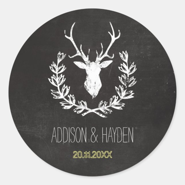 Adesivo Deer Antlers | Selo de Envelope de Chalkboard Russ (Frente)