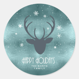 Adesivo Deer Antlers Silhouette & Snowflakes ID861