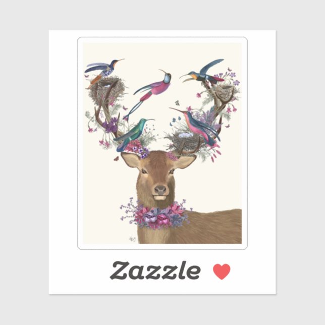 Adesivo Deer Birdkeeper, Ninhos De Aves Tropicais (Folha)