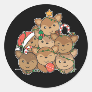 Adesivo Deer Christmas Tree Engraçado Animal Christmas Cla