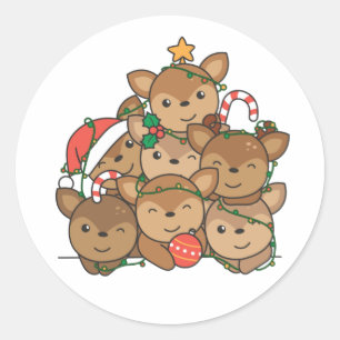 Adesivo Deer Christmas Tree Engraçado Animal Christmas Cla