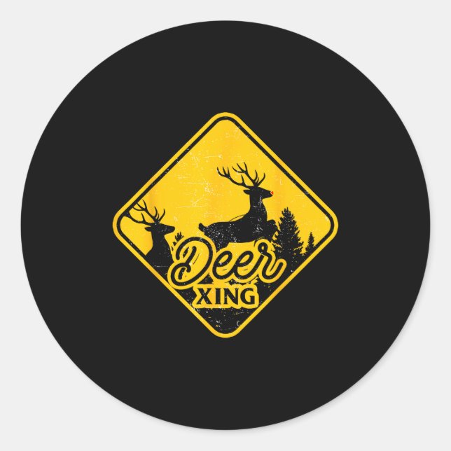 Adesivo Deer Crossing Sign Christmas Xing Reindeer Funny M (Frente)
