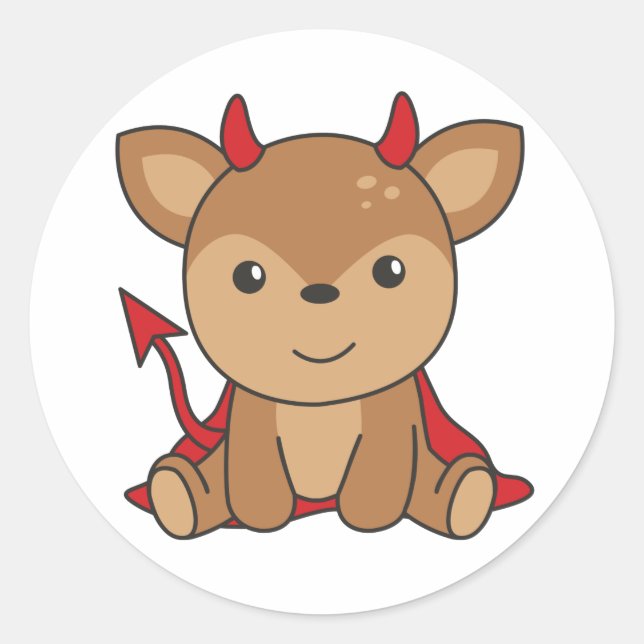 Adesivo Deer Halloween Cute Devil Witume Clássico Ro (Frente)