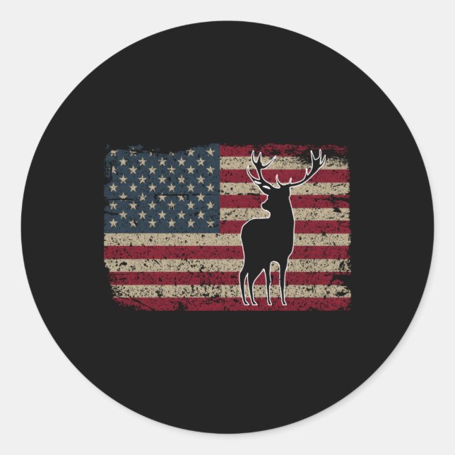 Adesivo Deer Hunting American Flag Usa Proud Hunter (Frente)