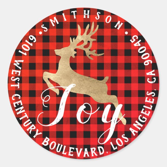 Adesivo Deer Joy Red Dourado de Natal RSVP Buffalo (Frente)