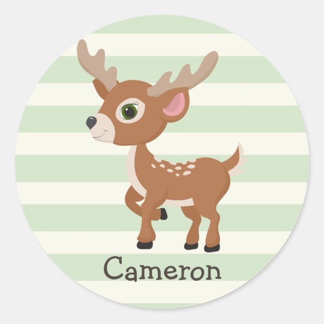 Adesivo Deer on Pastel Green Stripes (Frente)