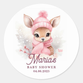 Adesivo Deer Pink Winter Hat Scarf Girl Party