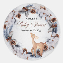 Adesivo Deer Rustic Winter Floral Chá de fraldas