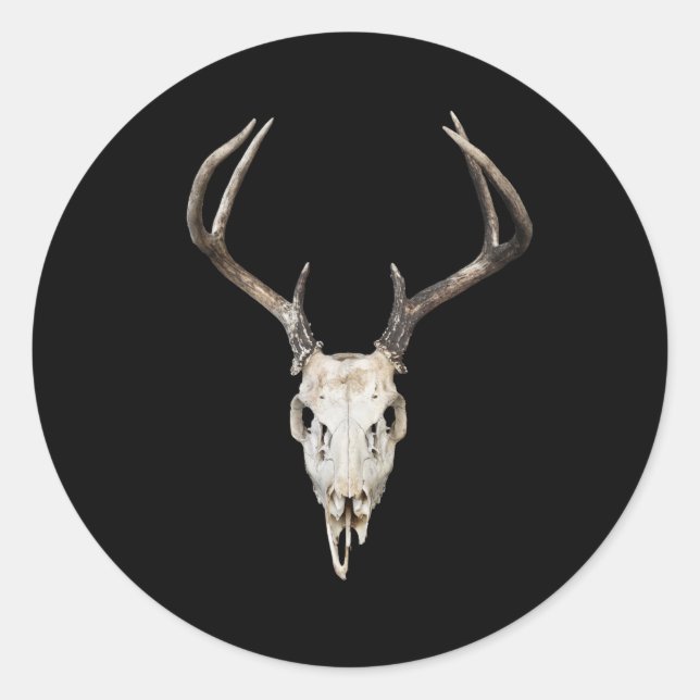Adesivo Deer Skull Antler sobre fundo preto (Frente)