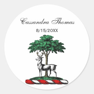 Adesivo Deer Stag por Tree Heraldic Crest Emblem