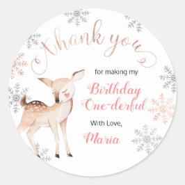 Adesivo Deer Winter ONE Derland Birthday Obrigado Sticker