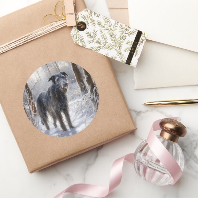 Adesivo Deerhound Escocês Deixe-o nevar no Natal (Presentear)