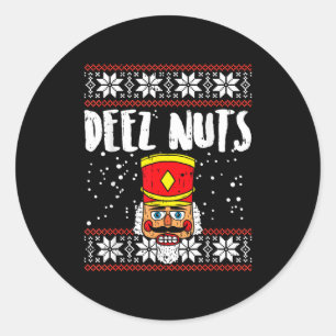 Adesivo Deez Nuts Quebra-Nozes Camisola Engraçada de Natal