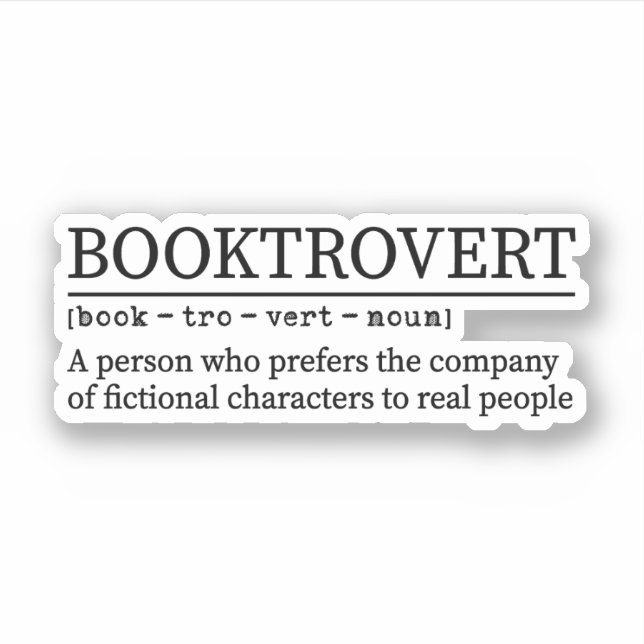 Adesivo Definição de Booktrovert, Livro Lover, Bookworm (Frente)