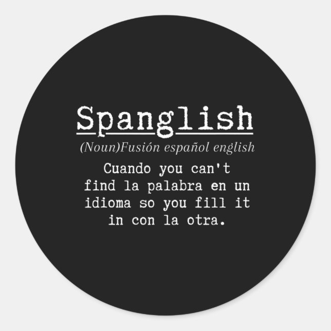 Adesivo Definição de Espanglês Professora de Espanhol Dive (Frente)